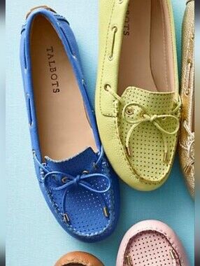 Talbots Blue Perforated Leather Loafers - Women Size 9.5